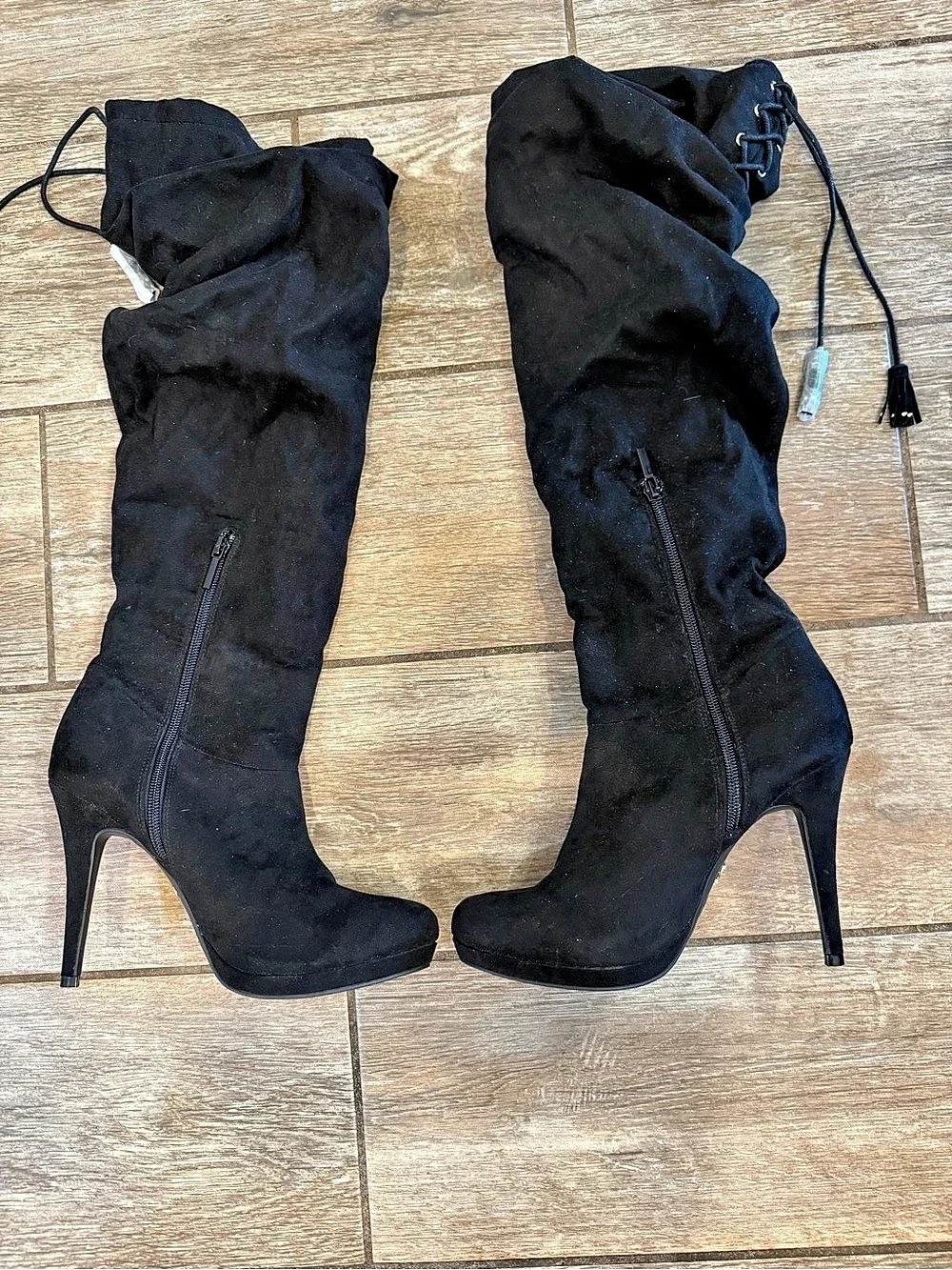 Thaila Sodi Brisa Black Over-the-Knee Lace-Up Boots US 10M New without Tags
